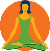 An illustration of a woman meditating while doing yoga